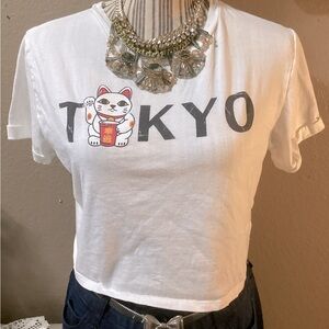 CROP CHIC White Tokio Graphic Crop T-Shirt